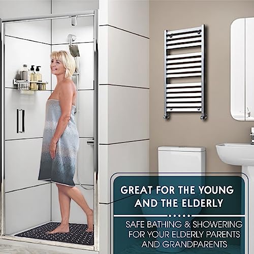 ENKOSI Non-Slip Square Shower Mat 21 x 21 inch – Anti-Slip PVC Bath Mat for Inside Shower Stalls – Durable Shower Floor Mat with Suction Cups and Drain Holes (21x21 Clear Blue) - color: Clear Blue