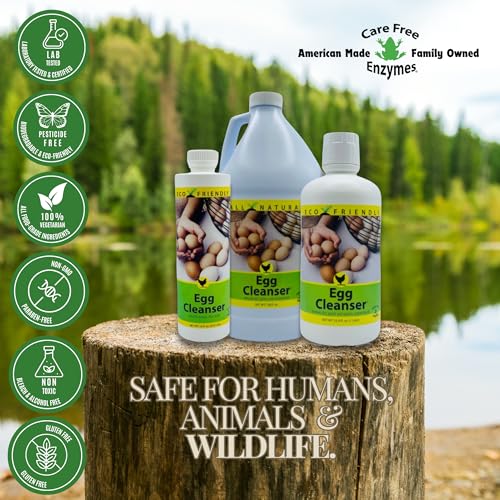 CareFree Enzymes Egg Washer & Egg Cleaner — Natural Enzyme Egg Wash for Fresh Farm Eggs, Safe for Backyard Chickens & Homesteads, 33.9 oz