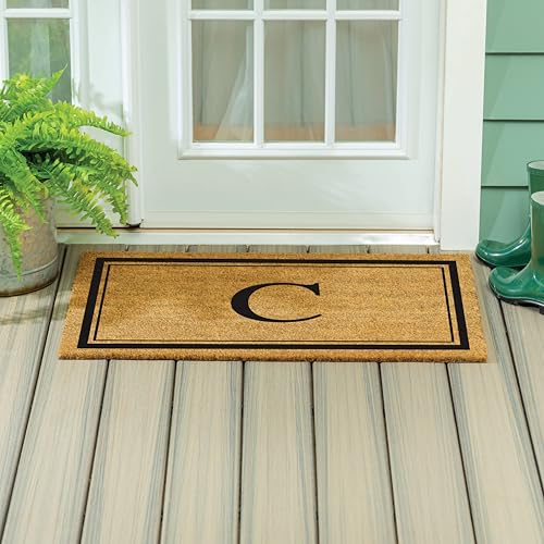 Evergreen Flag Large Coir Doormat, 36x24 Inches, Brown, Letter C - color: Letter C, size: 36 x 24 inches