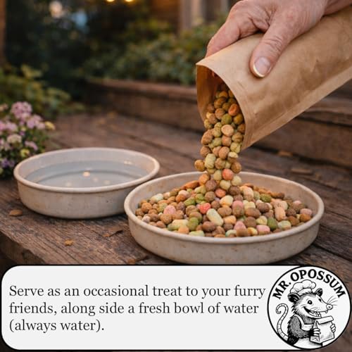 Porch Party Mix™ Raccoon and Opossum Food Wildlife Treat Blend for Backyard Feeding with Marshmallows Beef Chicken Lamb Ocean Fish and Peanut Butter Puffs (3 lb Pouch) - size: 3 Pound (Pack of 1)