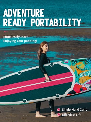 10’6’’ Inflatable Stand Up Paddle Board (SUP) for Adults and Youth with Non-Slip Deck – Complete Accessories Kit, for Fishing, Yoga, Fitness & Family Fun - color: Paintide