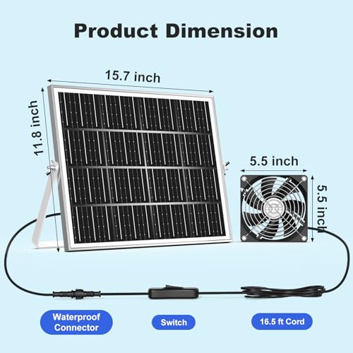 5.5" Solar Chicken Coop Fan 3 Kit, 30W Solar Powered Greenhouse Fan, Solar Exhaust & Intake Fans Outdoor Waterproof, for Outside Shed Doghouse Ventilation Air Circulation Cooling, No Battery - size: 5.5" Fan 3 Kit