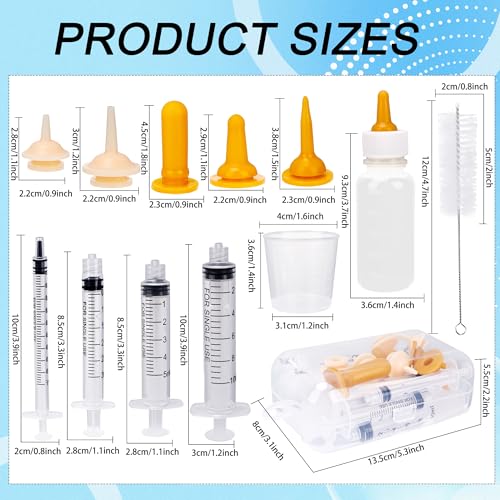 23 Pcs Pet Nursing Kit 50 ml Nursing Bottle Syringe Set with Nursing Nipples Measuring Cup and Cleaning Brush BPA-Free Nursing Supplies for Newborn Puppies Kittens