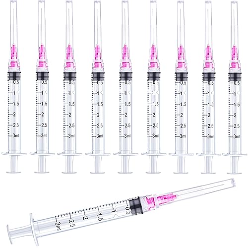 25 Pack 3ml/cc Plastic Luer Lock Syringe with 18 Gauge and Cap, Individually Sealed Wrapped, for Scientific Labs, Measuring Liquid, Refilling Cartridges or Glue Applicator - style: 25 Pack-3ml 18gauge