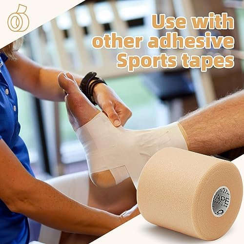 OK TAPE Pre Wrap Tape 4-Rolls 120 Yds Athletic Foam Underwrap for Sports | Soft, Breathable, Skin-friendly and Latex-free, Protect for Ankles Wrists Hands and Knees, 2.75 Inches - Beige - color: Beige, size: 2.75 Inch x 30 Yards