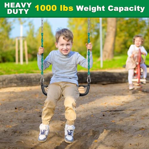 SELEWARE 2 Pcs 85" Heavy Duty Swing Chains Stainless Steel Hanging Chains | 1000LB Capacity Swing Extension Chain with 4 Carabiners, Hanging Kit for Playground Swing, Hammock Chair & Punching Bag - color: Green, size: 85" (2 Pcs)