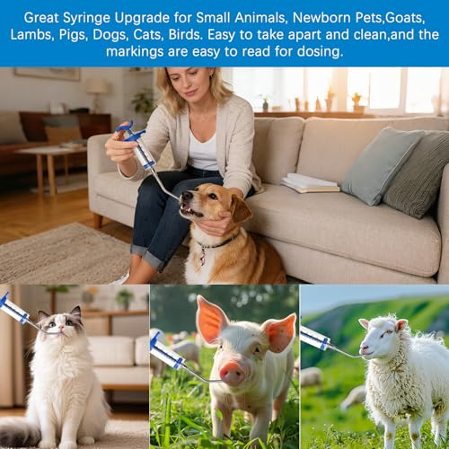 50ml Drenching/Feeding Syringes,with 1 Adjustable Dosage Nozzle,Reusable Feeding Syringe for Sheep,Dog,Goat,Pig,Cat,Small Animals Feeding Supplies