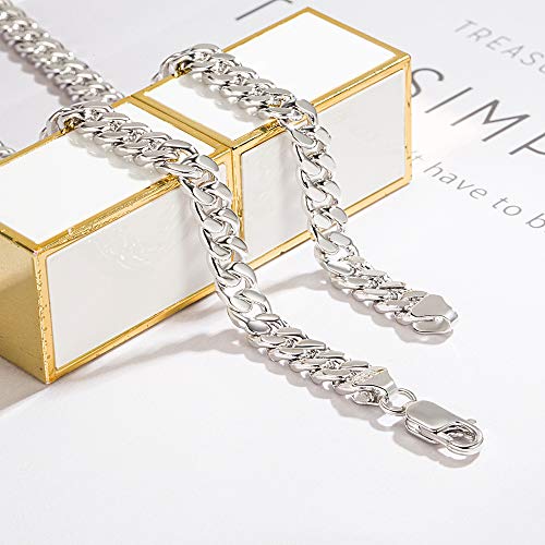 Dankadi Hip-Punk Solid 925 Sterling Silver Miami Cuban Link For Men & Woman Necklace Fashion 3-6 MM 18-30 inches Curb Chain Unisex Jewelry Gift - style: 6MM 24 inch