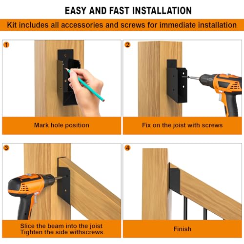 30° Stair Angle Stainless Steel Deck Railing Brackets Connectors for 2"x4" | Actual 1.5"x3.5" Railing Wood Post Stair Fence Railing Connectors with Coated Wood Screws, 2 Pair. - style: 4PCS