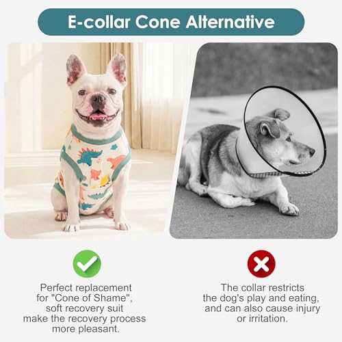 cyeollo Dog Surgery Recovery Suit Surgical Dog Onesie, Dinosaur, XS | Prevents Licking, Cone Alternative, For Female Spay & Male Neuter, Protects Surgical Wounds, Easy Potty Access, 4-Way Stretch - color: 5# Dinosaur, size: X-Small (Back: 9"-11")