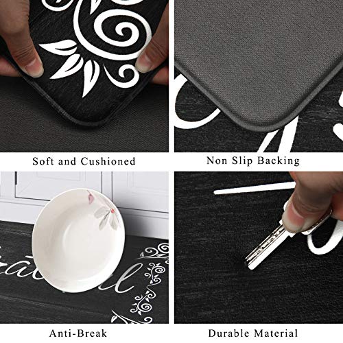 HEBE Anti Fatigue Kitchen Mat Set of 2 Non Slip Cushioned Kitchen Mats for Floor Waterproof Farmhouse Kitchen Rugs and Mats Set Comfort Standing Desk Mat Carpet for Sink,Office,Laundry | Non Slip Waterproof Kitchen Rug and Runner Set, Farmhouse PVC Foam C