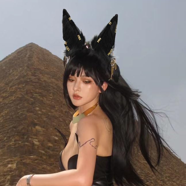 Handmade Wolf Ears Headband Fox Ear Hairband Wolf Cosplay Props - color: C Black