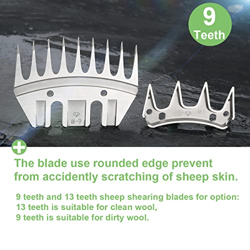 9 Tooth Sheep Shears Replacement Blades PRO Universal Blade for All Major Brands Oster GDJOB TAKEKIT BEETRO Dragro Lister Heiniger Sheep Clippers for Sheep Alpacas Goats (9 Tooth Silver) - color: 9 Tooth Silver