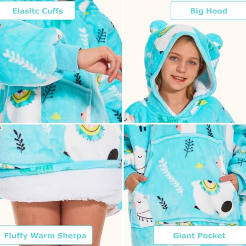 THREE POODLE Wearable Blanket Hoodie, Glow in The Dark Oversized Hoodie Blanket, Sherpa Hooded Blanket Sweatshirt for Adults Women Men Kids, Cozy Gifts - color: Alpaca, size: Kids