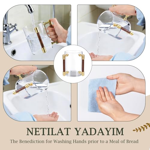 Judaica Hand Washing Cup for Netilat Yadayim with Dual Handles | Yellow Alloy & Wooden Handles for Everyday & Passover Seder, Shabbat, Shul, Synagogue & Home-Unbreakable Clear - color: HARDWARE