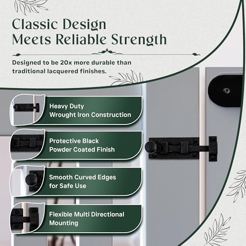 Renovators Supply Manufacturing Slide Bolt Latch 3.5 in. Black Wrought Iron Ball Tip Style Slide Bolt with Mounting Hardware - size: Pack of 1, style: 3.5 inch - Ball Tip