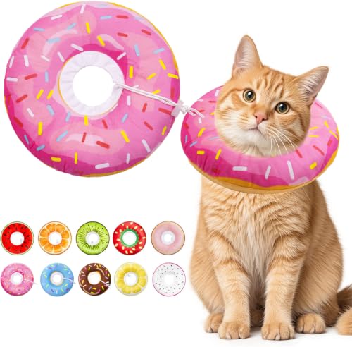 Cat Cone Collar Soft, Adjustable Cat Recovery Cone (Pink, M) | Stop Licking, Cute Kitten Donut Collar After Surgery, Elizabethan Collars for Kittens, Lightweight Cats Neck Cones - color: Pink, size: Medium