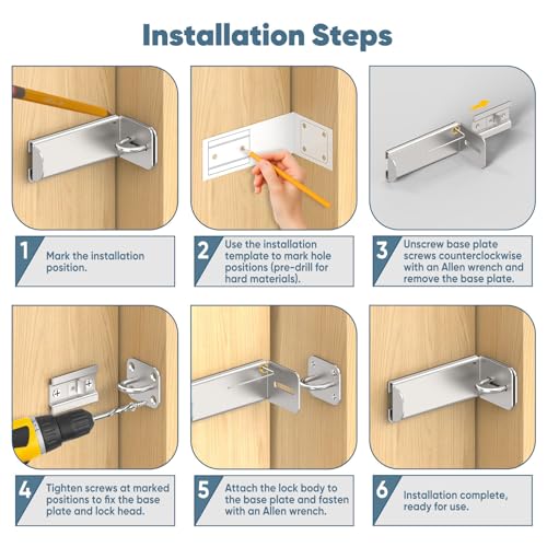 90 Degree Right Angle Door Locks, 3.3 Inch Thickened Sliding Hasp Latch for Inward Opening/Closet/Shed/Barn Door, Cabinet - Heavy Duty Latch for Home Security, Silver, 1PC - color: Silver, size: 3.3In-1PC