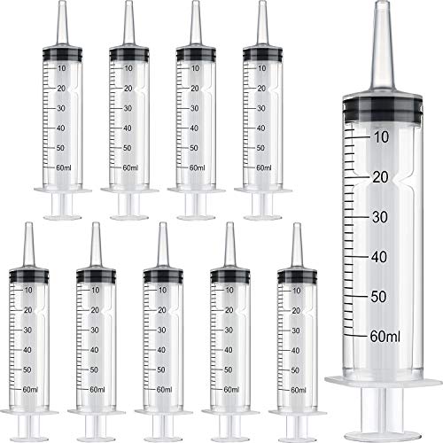 Boao 10 Pack Plastic Syringes Without Needle for Epoxy Resin,60 Ml | Measuring Syringe for Precise Measuring, Epoxy Applicator in Resin Crafts Labs Pet Feeding Oil Glue liquid Dispensing - size: 60 ML