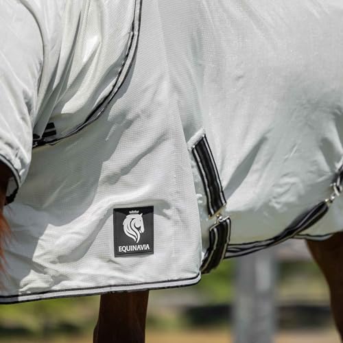 Equinavia Brisk Mesh Horse Fly Sheet with Neck Coverage, UV Protection | Cool Breathable Equine Fly Sheet for Horses, Horse Turnout Sheet Against Pests, Insects and Sun Exposure, Silver Grey - color: Silver Gray, size: 81 in