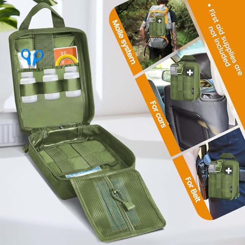 Medical Molle Pouch Tactical - 1000D Nylon First Aid Pouch, Big Capacity EMT Pouch Utility, Heavy Duty Military Grade Rip-Away Ifak Pouch for Home and Outdoor Activities（Bag Only - color: Green
