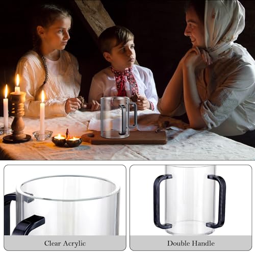Dingion Judaica Hand Washing Cup for Netilat Yadayim,Clear, Black Handle | Clear Acrylic Judaica Hand Washing Cup Stable Dual Black Handles 5 Inch Netilat Yadayim Cup Traditional Jewish Ritual Kohanim - color: Clear, Black Handle