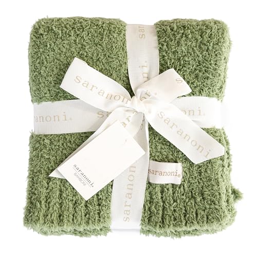 Saranoni Bamboni Baby Blanket | Luxury Plush Super Soft Blanket | Breathable Comfy Blankets for Kids and Teens | Olive - 40" x 60" | Ultra-soft Bamboni blanket with breathable comfort and plush texture for kids, teens, and cozy everyday relaxation. - colo