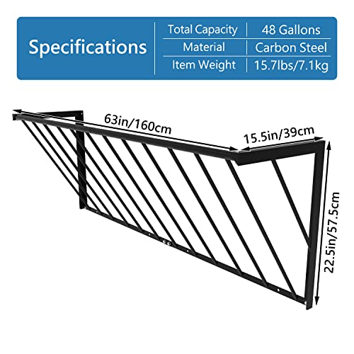 Horse Hay Feeder, 63'' Long Livestock Hay Feeder 48 Gallon Capacity | Carbon Steel Wall Mounted Hay Rack for Horses, Sheep, Goats, Indoor Outdoor Uses - size: 63INCH