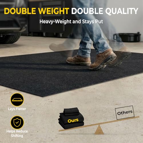Oil Spill Mat - 36”x60” Garage Floor Mat for Under Car, Absorbent Oil Mat, Rubber Floor Mats, Waterproof, Contain Liquid, Protect Garage Surface from Spills, Reusable, Washable, Durable, Black - size: 3' x 5' (Rectangular)
