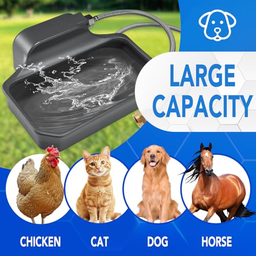PETTEN Auto Fill Dog Water Bowl, Outdoor 1Gal/3.75L Automatic Dispenser | Auto-refill float valve,no electricity.3.75L for dogs/cats&livestock.3/4"GHT hose connection.Food-grade HDPE,durable - color: Grey