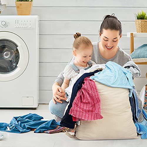 SweetNeedle Pack of 2 Heavy Duty X-Large Laundry Storage Shopping Bag, 30 x 22 IN 40L - 100% Cotton, Highly durable, Draw-cord with cord-lock, Machine Wash and reusable Travel Bag - Natural - size: 2 Pack - Shoulder