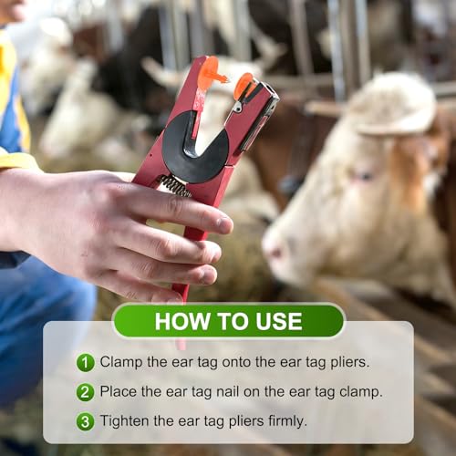 M METERXITY 100-Pack Cattle Ear Tags 001-100 Number, Plastic Round Livestock Tags with 2 Ear Label Needles for Cows/Sheep/Cattle/Pig, Farm Animal Identification Markers [Orange] - color: Orange