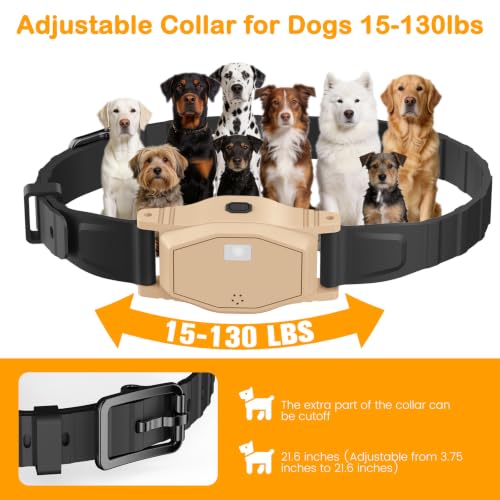 4-in-1 Wireless Dog Fence System for Medium Large Dogs, Remote Training | Invisible Electric Dog Fence for Stubborn Dogs, 3300FT Range, IPX7 Waterproof, Real-Time Display, Indoor & Outdoor Use, Khaki