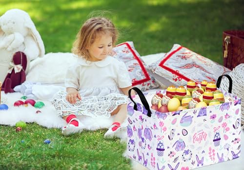 Easter Storage Basket Easter Bunny Storage Bin Collapsible Nursery Hamper Clothes Box Book Shelf Basket Easter Bunny Eggs Decor Easter Gifts - color: Happy Easter