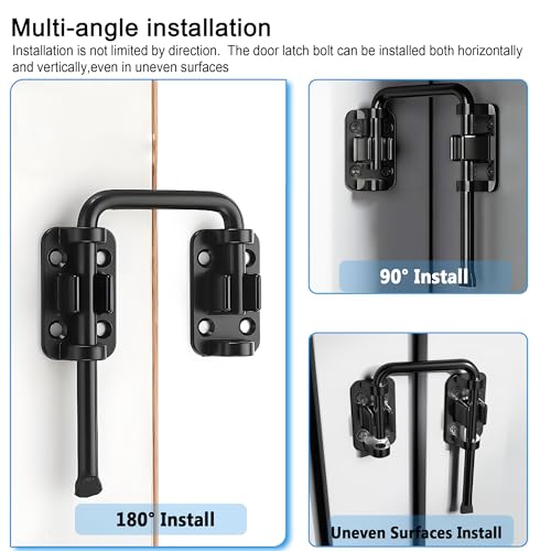 Patio Sliding Door Loop Lock, Thickened Anti-Rust Sliding Gate Latch for Fence,Garden, Bathroom, Outdoor, Garage, Window (Black,2 Pack) - color: Patio Bolt - 2 Pack