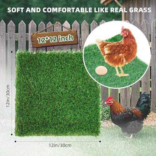 12x12 Inch Chicken Nesting Box Pads,Washable Artificial Grass Nesting Mats for Chicken Coop,Reusable Durable Hen Nest Bedding Mats for Laying Eggs,Waterproof Chicken Nest Liners for Poultry Supplies