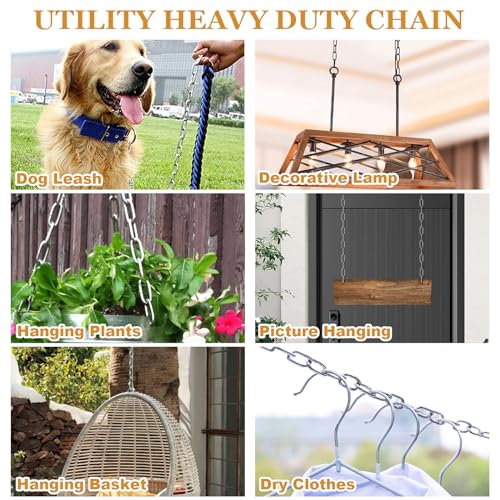 WOPPLXY 49.21ft (15 m) Length Galvanized Steel Chain, 0.11 Inch(3 mm) Heavy Duty Coil Chain, Stainless Steel Link Chain for Home Outdoor Fence Gate, Garage Doors, Swing Chain, Bicycle Security Lock