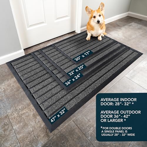 ubdyo Extra Durable Door Mat Outside Entrance (32" x 20", Bright Grey) | Dirt Trapping, Non-Slip Backing, Indoor or Outdoor Use, Welcome Mat, Low Profile, Natural Rubber, Stain Fade Resistant - color: Bright Grey, size: 32'' x 20'' (Rectangular)