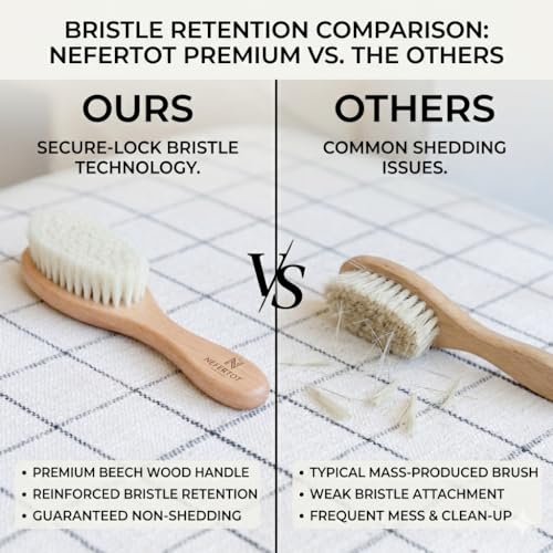 Baby Hair Brush & Cradle Cap Brush, Newborn Grooming Kit | 4-piece grooming set ,Soft goat hair bristles ,Great for all hair types ,Gender neutral newborn