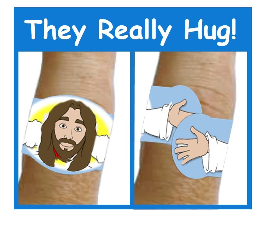 Healing Hugs Jesus Bandages - Premium Adhesive Hugging Jesus from Hug-a-BooBoo, The Jesus Bandages that Hug! 24 Count Box - size: 24ct, style: Healing Hugs Jesus