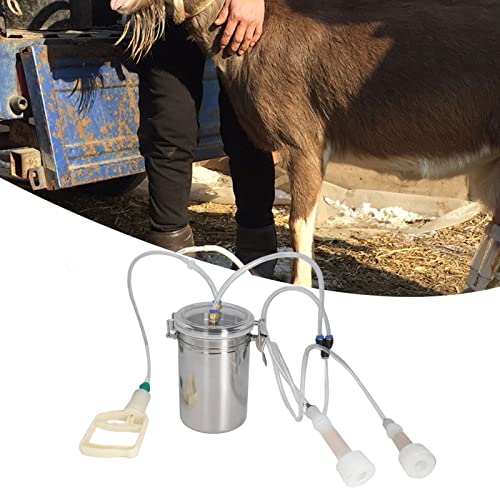 Goat Milking Machine Manual, 2L Cow Sheep Milking Pump Portable Stainless Steel Cattle Milking Machine Sheep Vacuum Goat Milker, for Home Small Farms