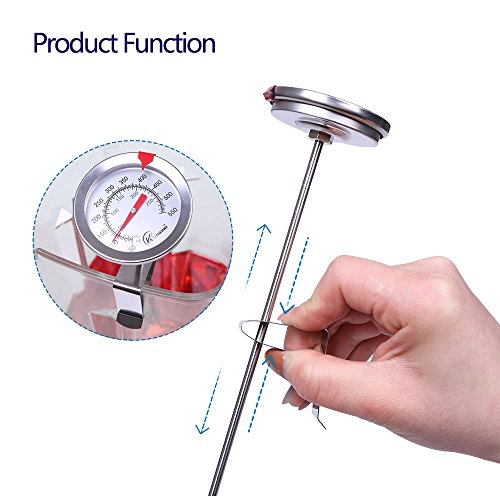 Candy/Deep Fry Thermometer with Instant Read,Dial Thermometer,12" Stainless Steel Stem Meat Cooking Thermometer,Best for Turkey,BBQ,Grill,Analog display - color: 1-pack