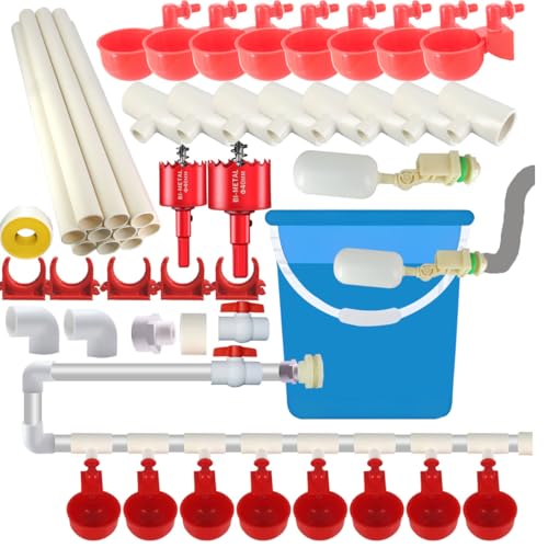 Automatic Chicken Water Cups,Chicken Water Feeder,Complete Set Pipeline Automatic Chicken Waterer System for Chick Duck Quail