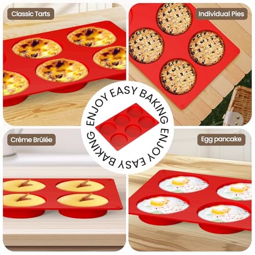 Redfly Silicone Egg Molds for Breakfast Sandwiches 3 Pcs, Non Stick 4 Inch Egg Bites Baking Pans, Jumbo Silicone Muffin Pans for Baking, Round Muffin Top Pan for Whoopie Pie Pan, Hamburger, Fruit Tart - size: 3pcs: 4 inch Jumbo