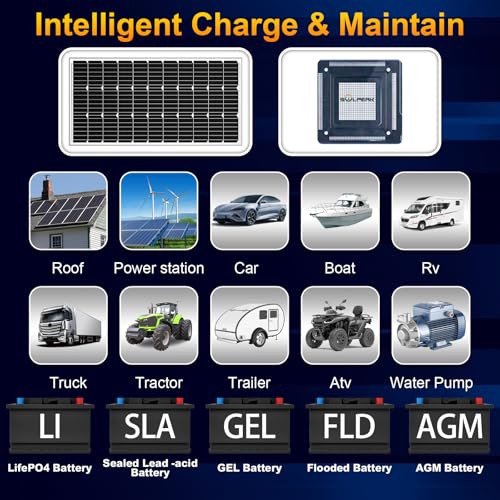 100W 12V Solar Battery Charger Waterproof Solar Battery Maintainer | Solar Panel Kit + Mppt Controller Solar Panel Trickle Charging for Car RV Boat Motorcycle Marine Trailer Automotive Truck - size: 100W MPPT Kit