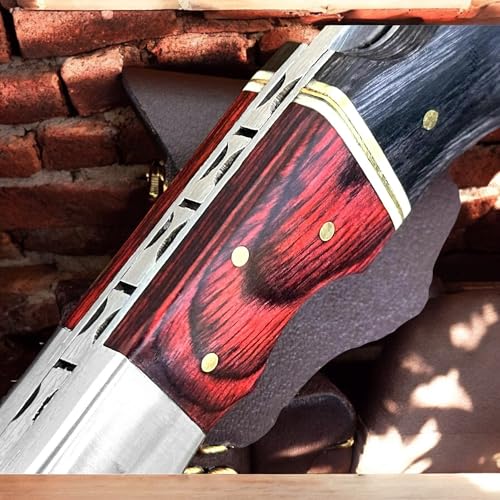 Poshland Steelware Custom Damascus Steel Folding Pocket Knife – Handmade, Compact for Outdoor, Camping, Hiking and Hunting– Back Lock, Durable Damascus Blade for Everyday Carry - color: Rose-Wood