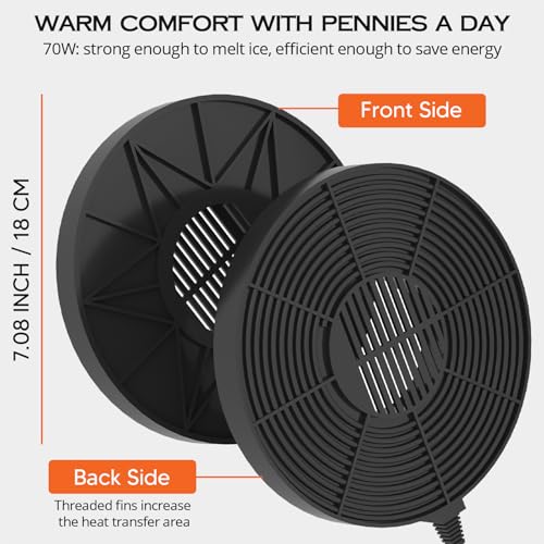 Fortrek Bird Bath Heater for Outdoors in Winter, 70w Birdbath Deicer Thermostatic Controller Water Heater with 5FT Cable for Birdbaths, Chicken, Duck, Livestock, Poulty, Animal, Tank, Buckets