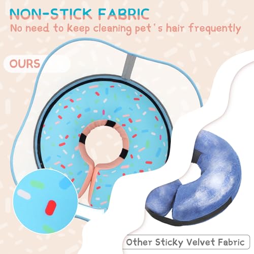 Supet Raised Inflatable Dog Cone Collar to Stop Licking, Soft Dog Cone Alternative After Surgery, Doggie Neck Donut Collar for Small Medium Large Dogs - color: Donut Light Blue, size: M(Neck 9"-12.5")