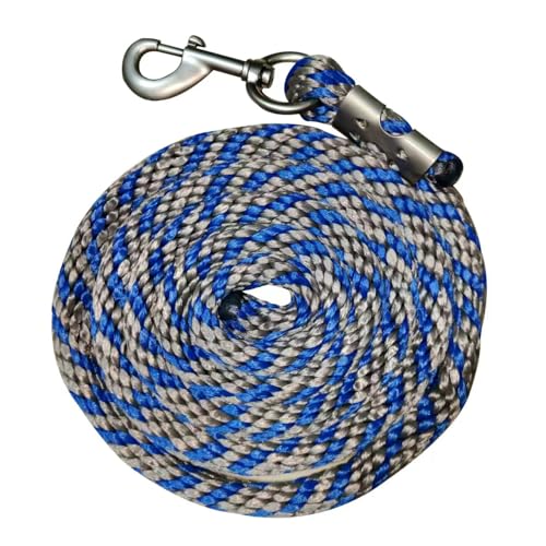 Horse Poly Lead Rope with Heavy Duty Bolt Snap, Braided Rope for Horse and Livestock (Royal Blue/Silver) - color: Royal Blue/Silver