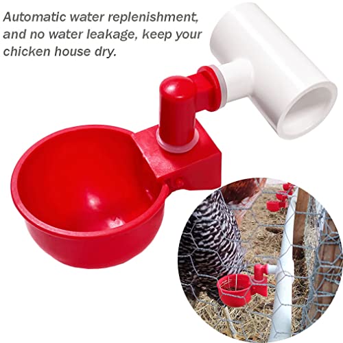 Chicken Water Cups for PVC with Tee (16 Pack), Automatic Chicken Waterer Kit for Poultry, DIY PVC Water Feeder for Chicken/Duck/Quail/Turkey - size: 16-Pack